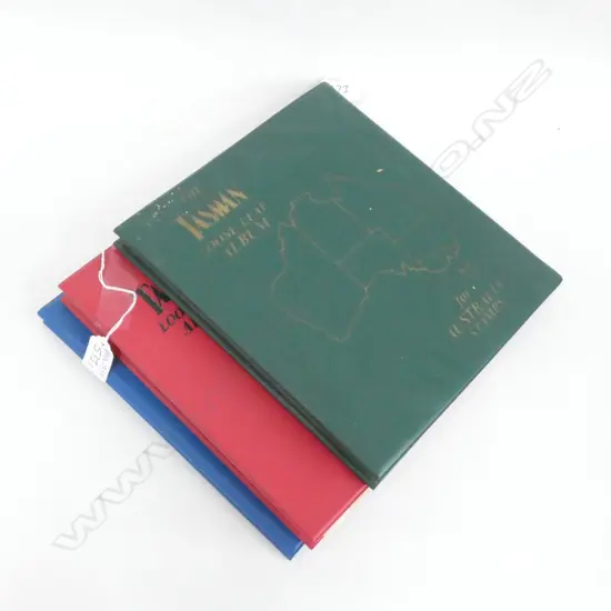 3 TASMAN STAMP ALBUMS; NZ, AUSTRALIA, UK