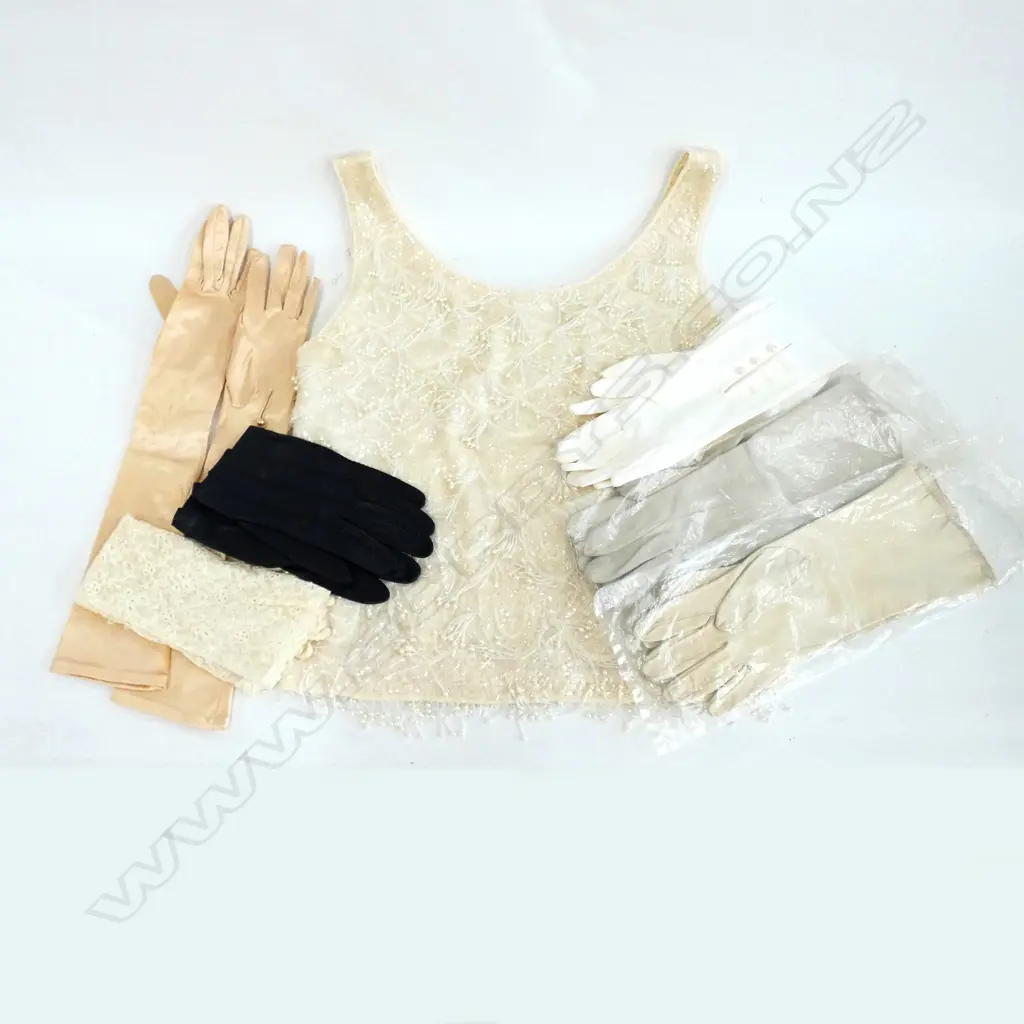 6 PRS VINTAGE LADIES GLOVES + 1960S 'CHANDELIER TOP' Image 1++