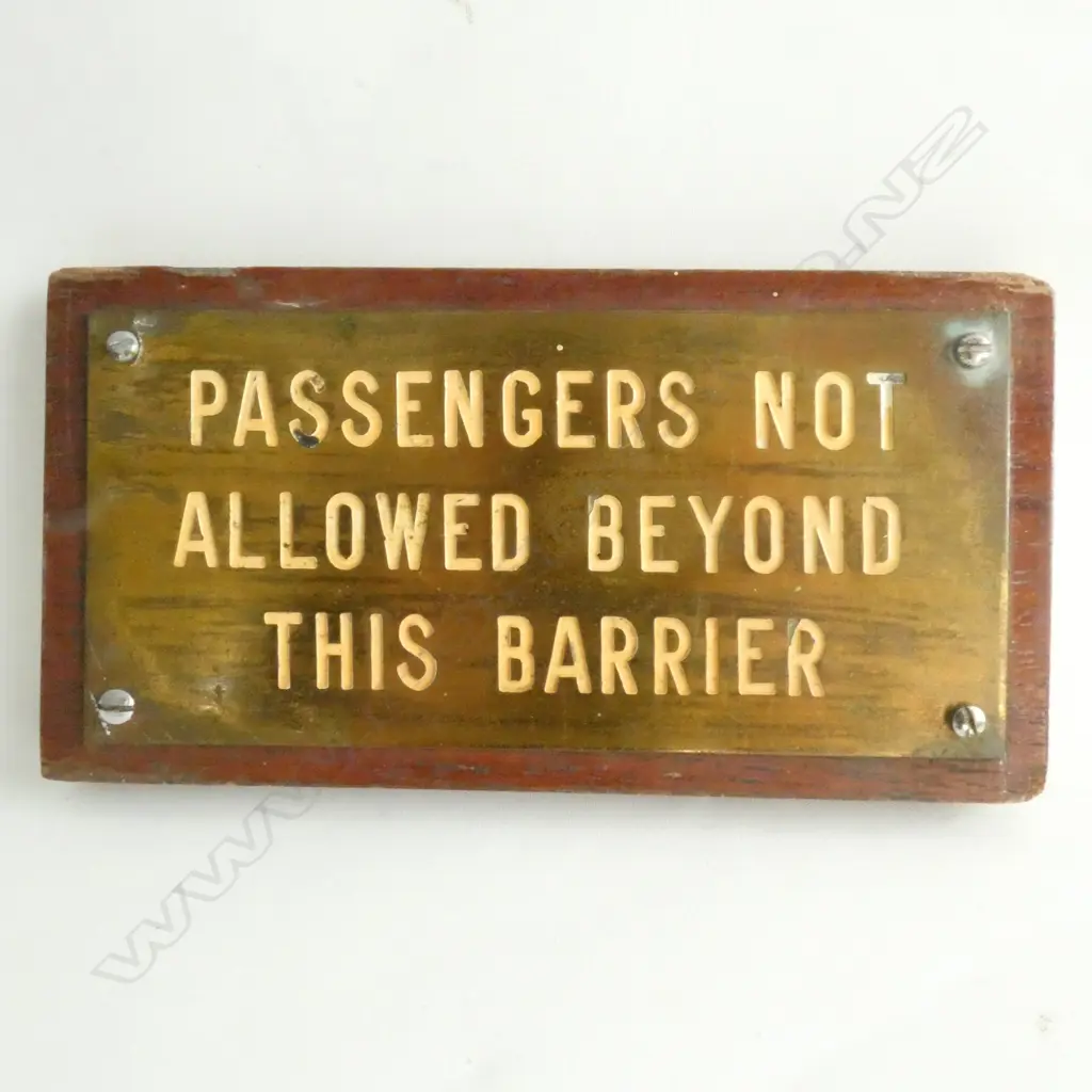 NZ RAIL CARRIAGE SIGN, BRONZE PLAQUE ON WOOD. C1930-60 Image 1++