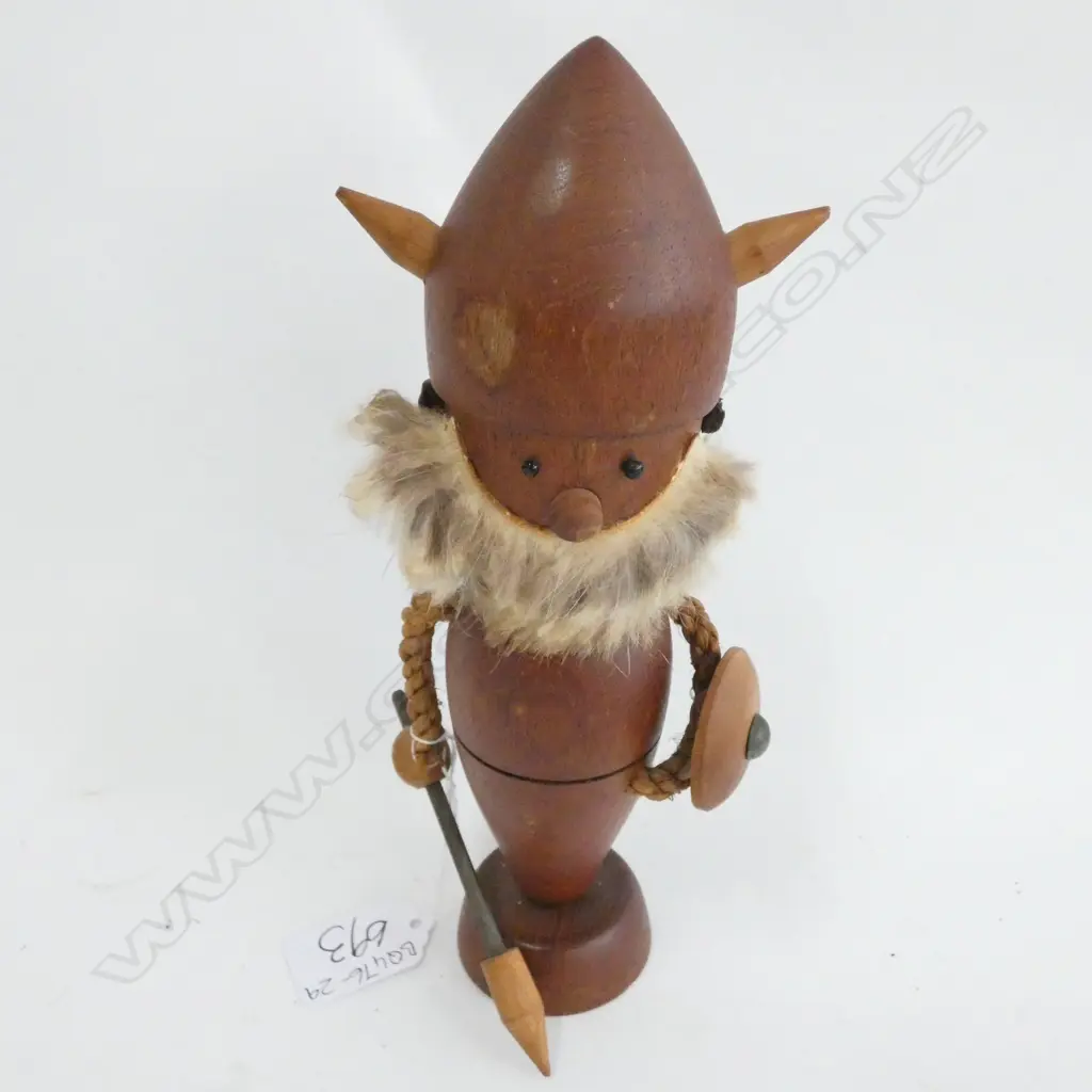A TEAK MODERNIST SCANDINAVIAN VIKING FIGURE H.210mm Image 1++