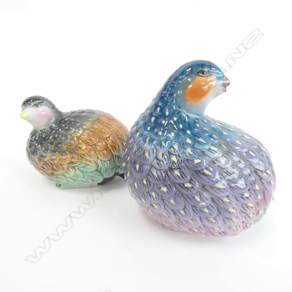 A PAIR OF VINTAGE CHINESE QUAILS LARGEST 150mm Image 1++