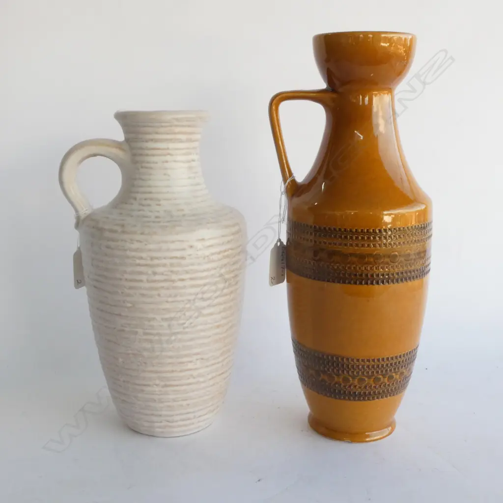 TWO MID CENTURY WEST GERMAN POTTERY  EWERS, TALLEST H. 310MM Image 1++