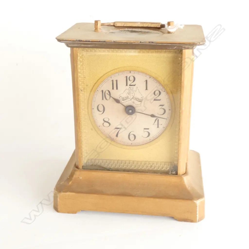 OLD GILT CARRIAGE CLOCK AUSTRALIAN PLAYS 'ADVANCE AUSTRALIA FAIR' Image 1++