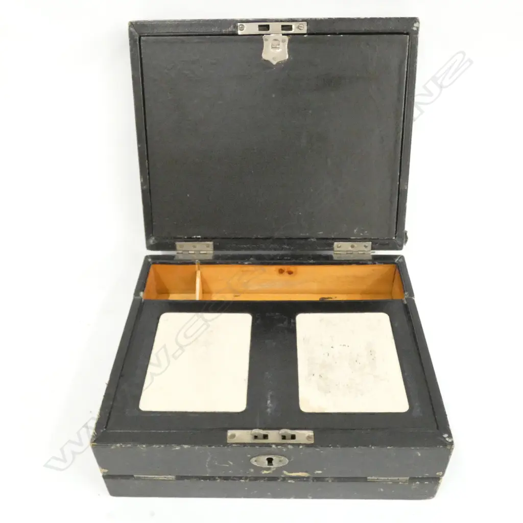 A SMALL LEATHER-BOUND TRAVELER’S WRITING SLOPE AF Image 1++