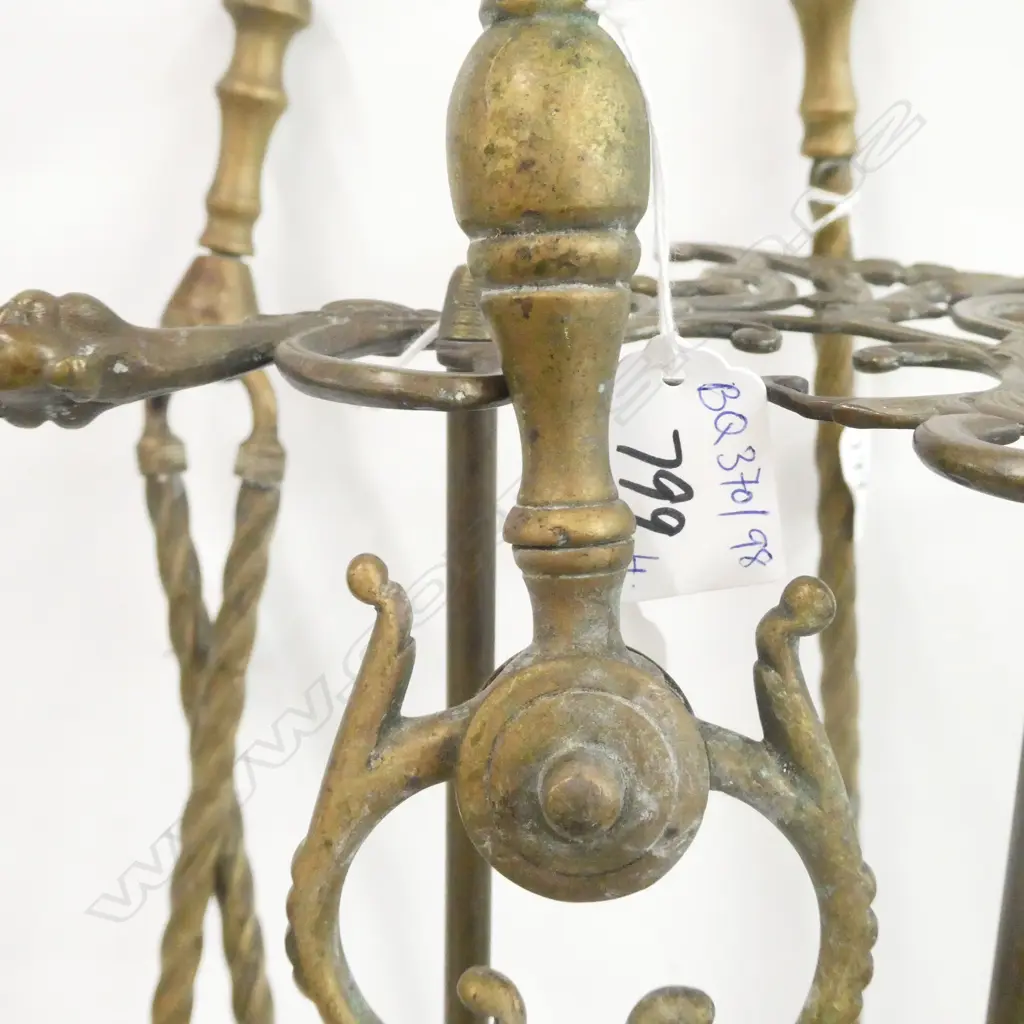4 BRASS FIREPLACE ACCESSORIES L. 640MM Image 1++