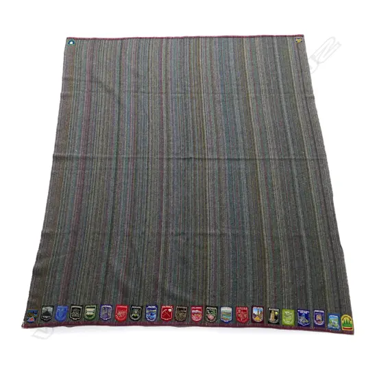 VINTAGE WOOL TRAVEL RUG, MADE FOR FARMERS TRADING COMPANY