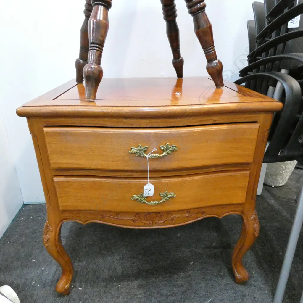 TWO-DRAWER MAHOGANY SIDE TABLE.  600 X 520 X 600MM Image 1++