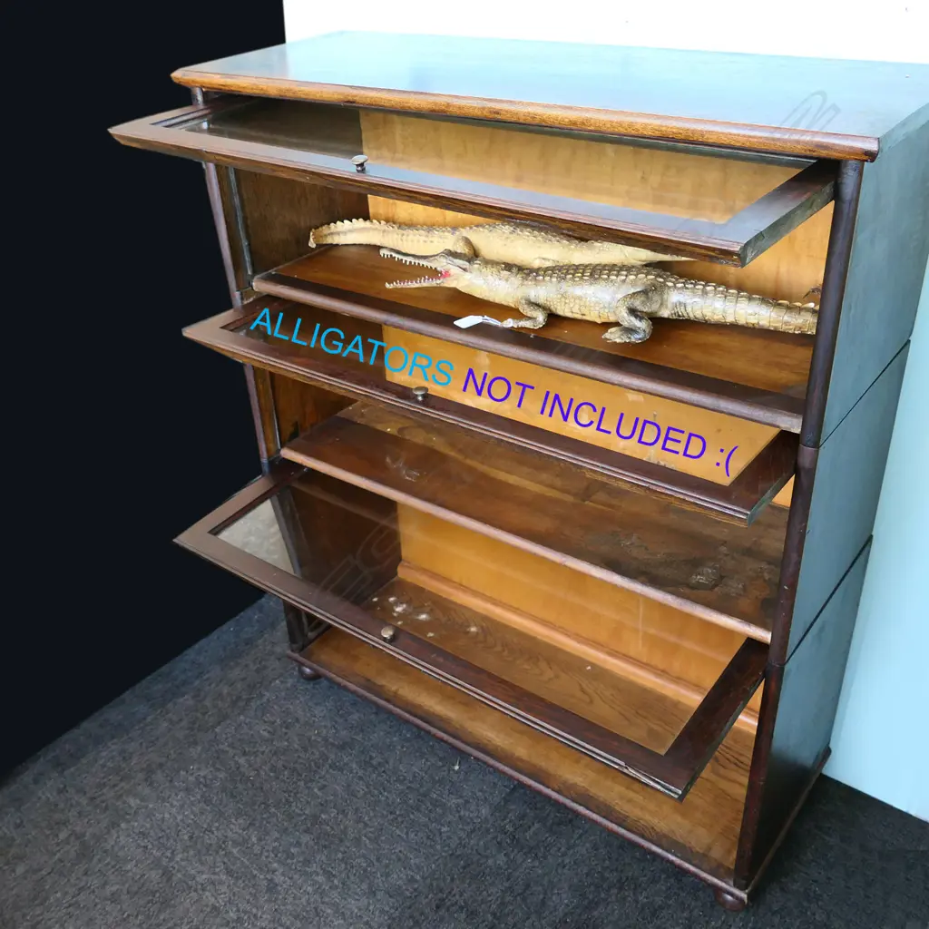 AMERICAN OAK GLAZED BOOKCASE,900 X 320 X 1060MM Image 1++