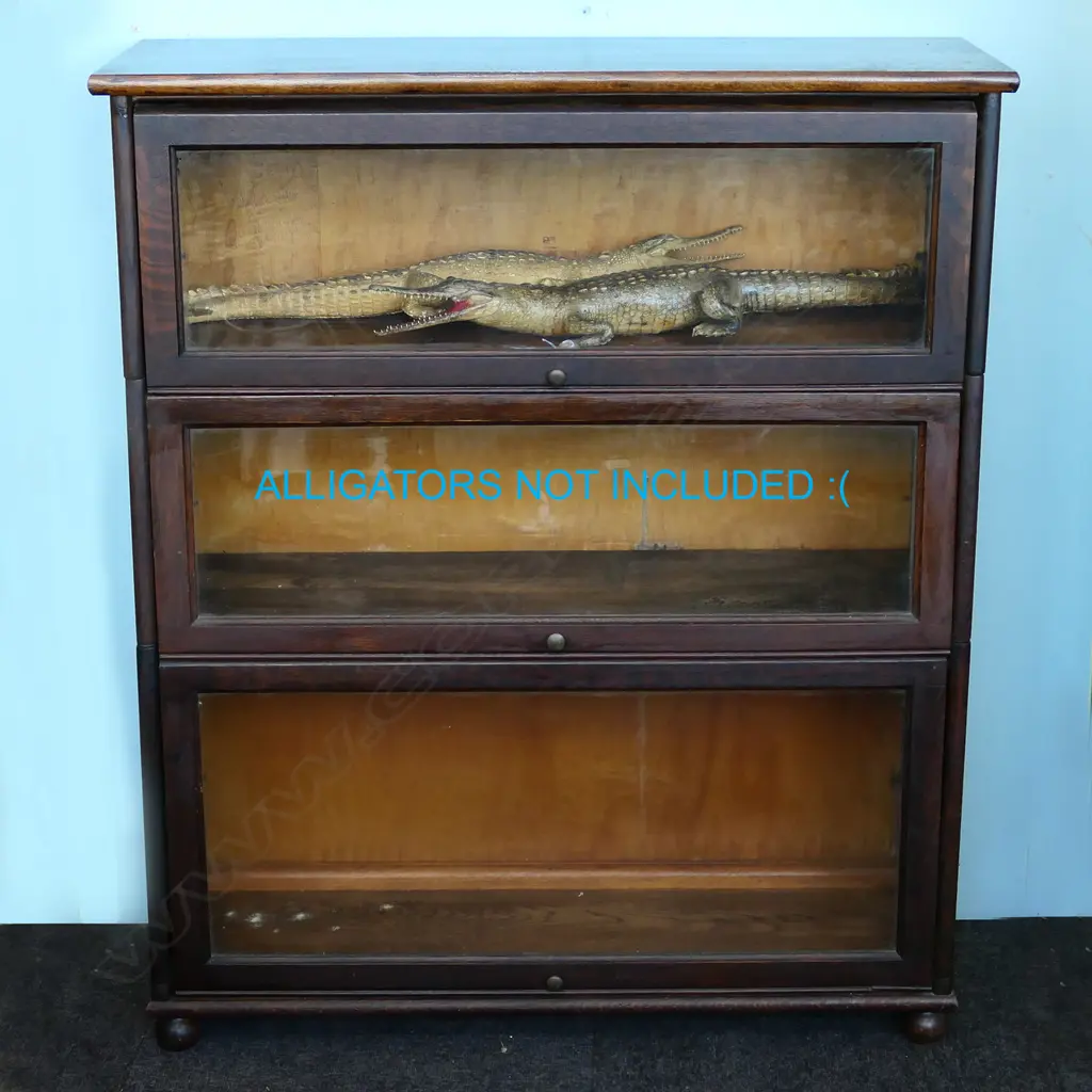 AMERICAN OAK GLAZED BOOKCASE,900 X 320 X 1060MM Image 1++