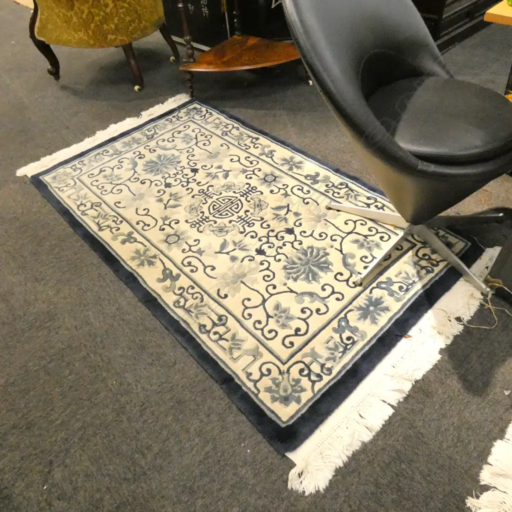 ORIENTAL BLUE WOOL PILE RUG 1740 X 900MM Image 1++