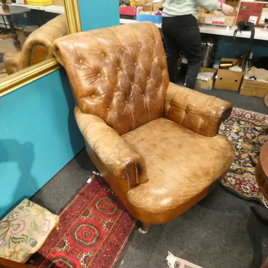 PR AGED LEATHER ARMCHAIRS CHAIRS