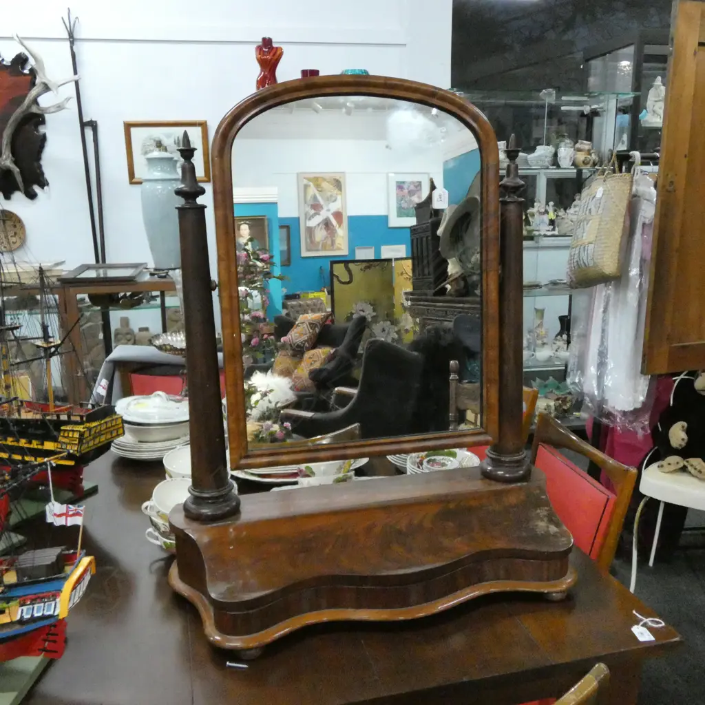 19THC MAHOGANY CHEVAL MIRROR H 860 MM Image 1++