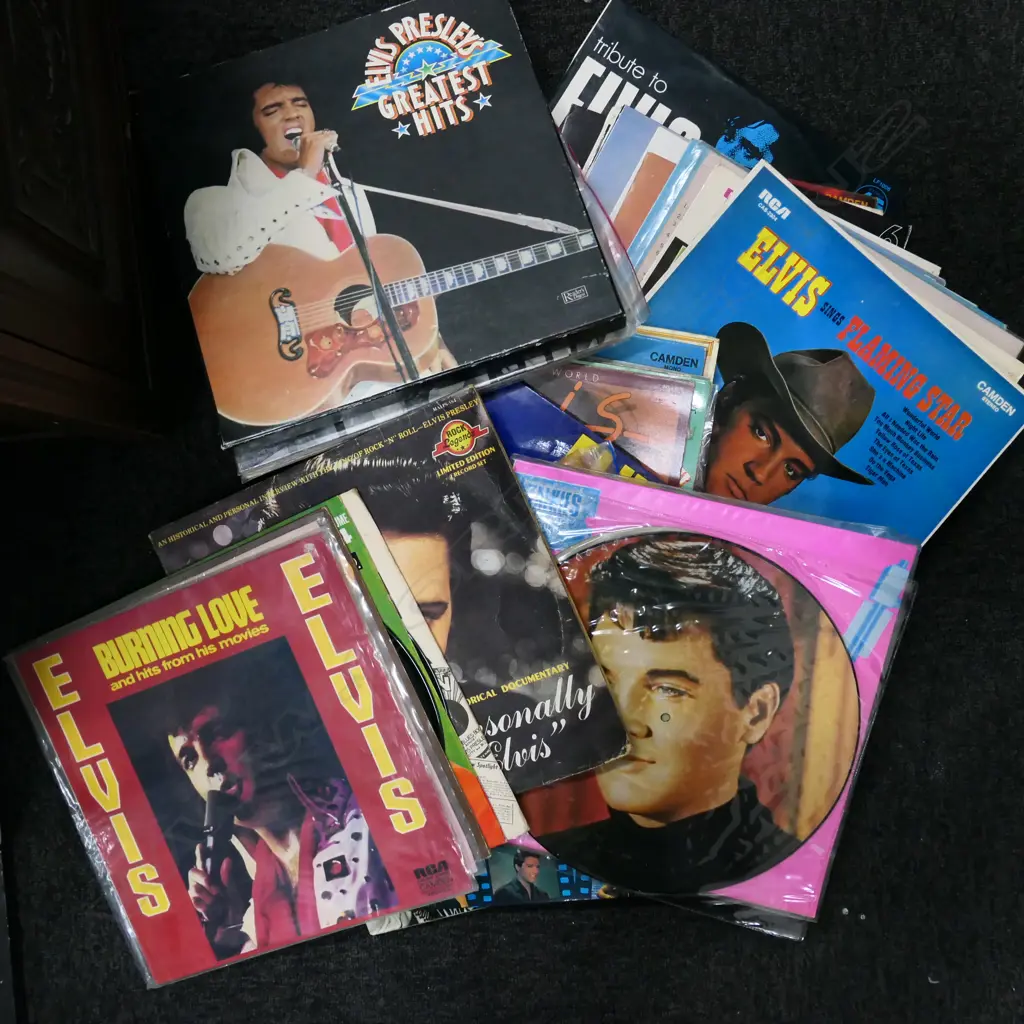 LG LOT OF ELVIS VINYL RECORDS + 7 OTHERS Image 1++