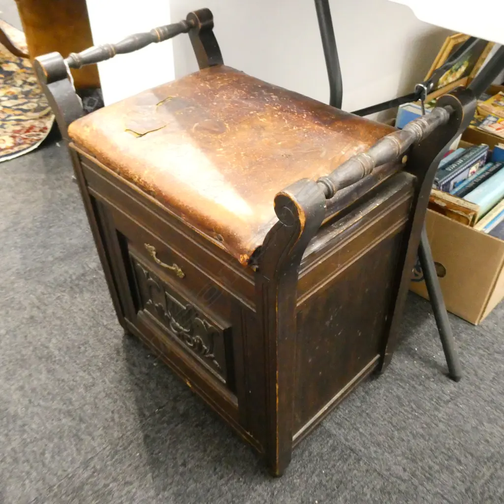 VINTAGE PIANO STOOL H. 615MM Image 1++