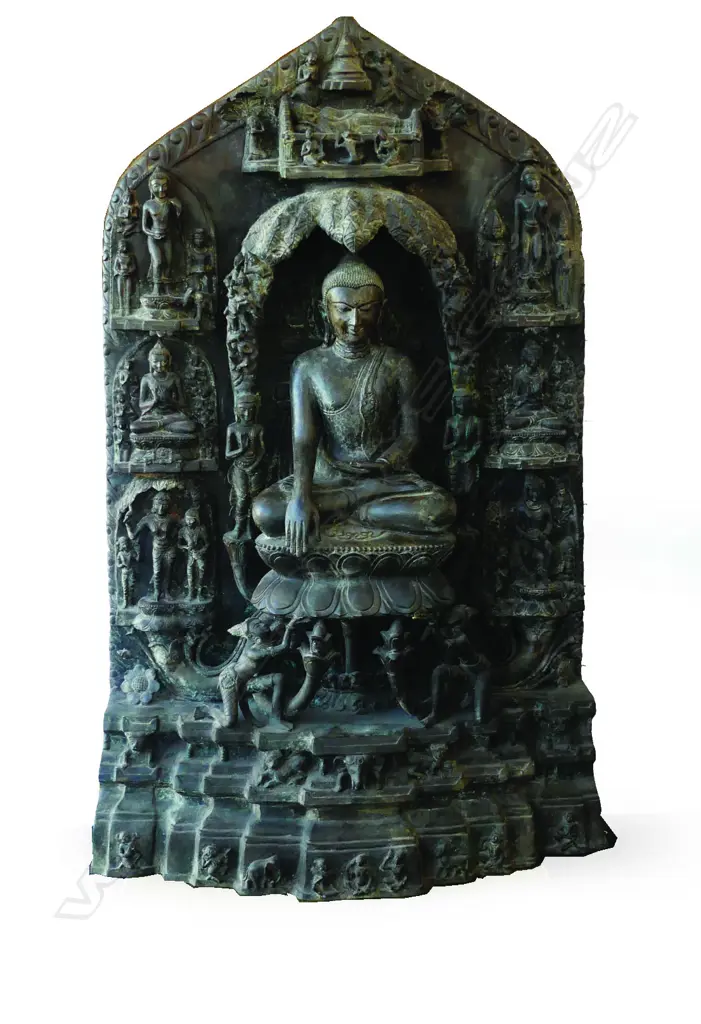 A large and impressive South-East Asian bronze Buddhist shrine Image 1++