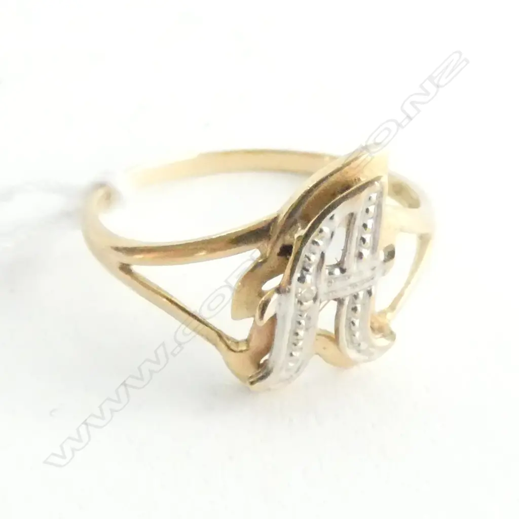 LADIES 10K GOLD RING SET WITH 10K GOLD 'A' Image 1++