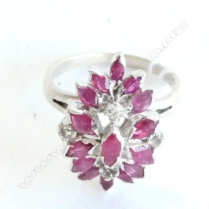 SILVER AND RUBY RING (LOW GRADE RUBIES) Image 1++