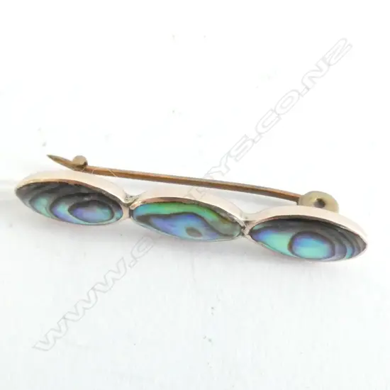 9ct GOLD BROOCH WITH INLAID PAUA  2.0gm