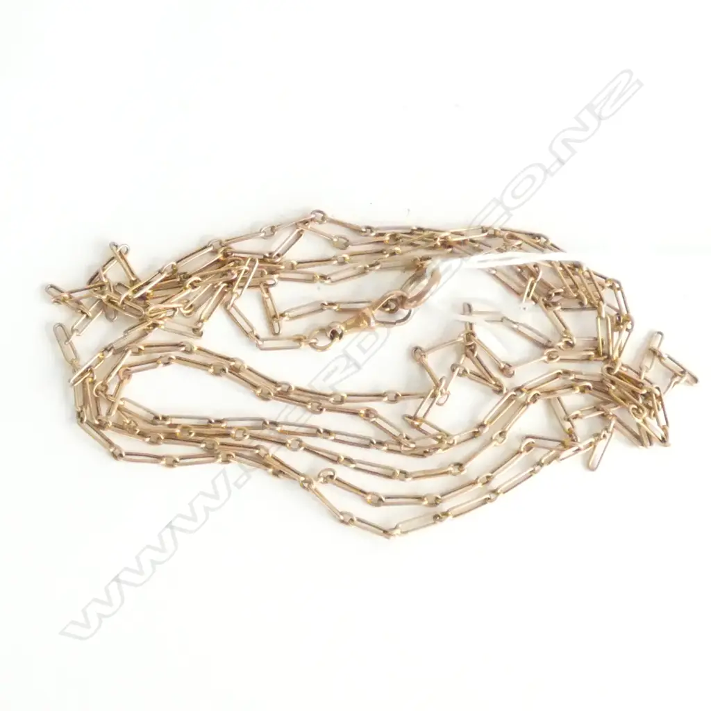MUFF CHAIN, STAMPED 9ct, 148cm, 10.4gm Image 1++