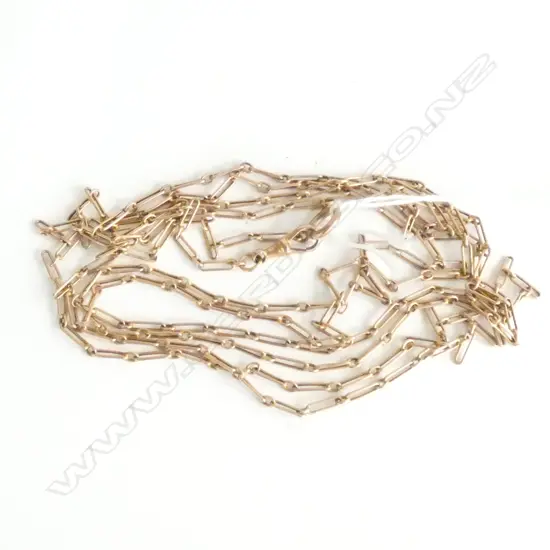 MUFF CHAIN, STAMPED 9ct, 148cm, 10.4gm