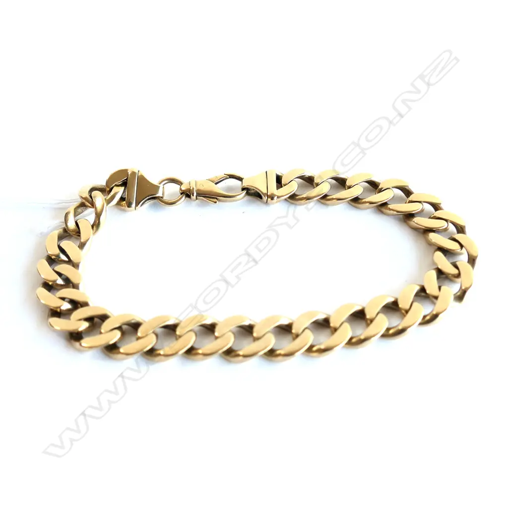 9CT GOLD FLAT CURBLINK BRACELET 39.29gm Image 1++
