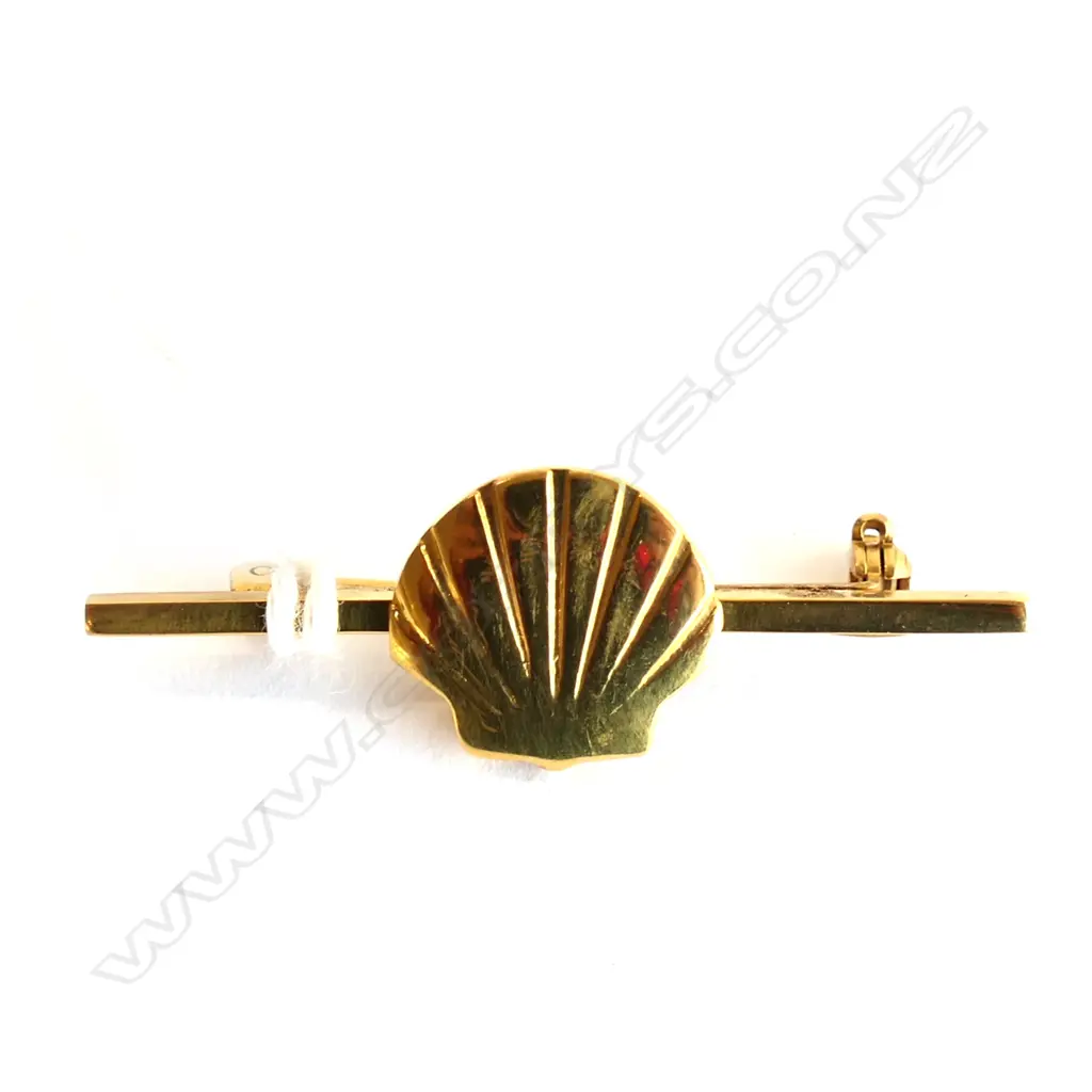4.6gm 9ct SHELL BAR BROOCH Image 1++