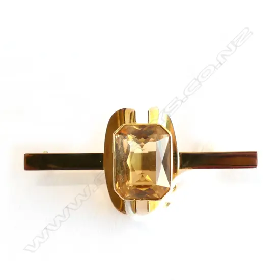 14CT GOLD CITRINE BROOCH 9 GRAMS 