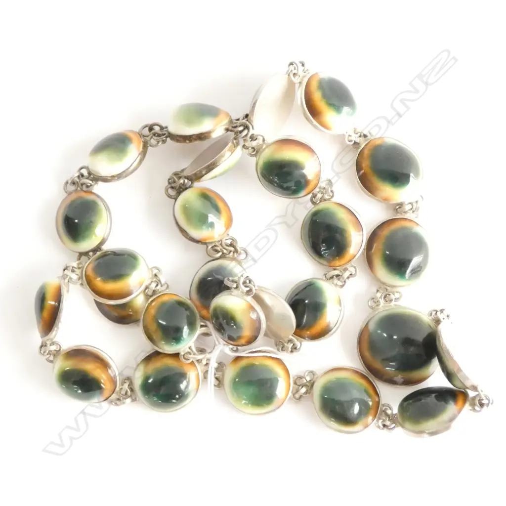 IMPRESSIVE SILVER & CATS EYE NECKLACE AND BRACELET Image 1++