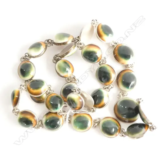 IMPRESSIVE SILVER & CATS EYE NECKLACE AND BRACELET