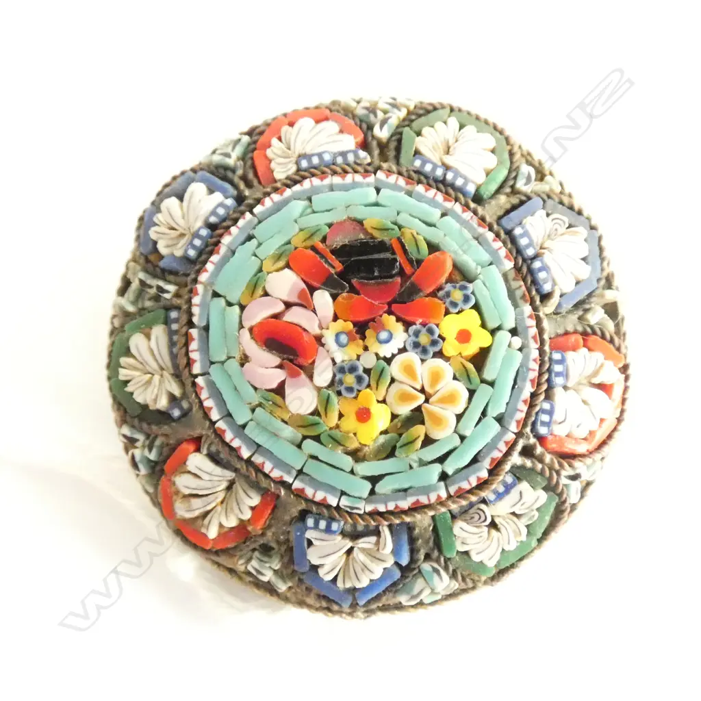 (19171) VINTAGE ITALIAN MICROMOSAIC BROOCH CIRCULAR Image 1++