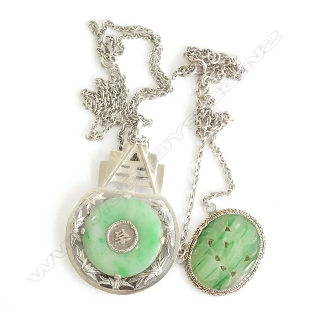 JADE ? SILVER NECKLACE AND PENDANTS Image 1++