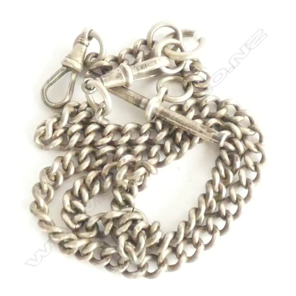 WATCH CHAIN, NECKLACE, STERLING SILVER. 44cm  Image 1++