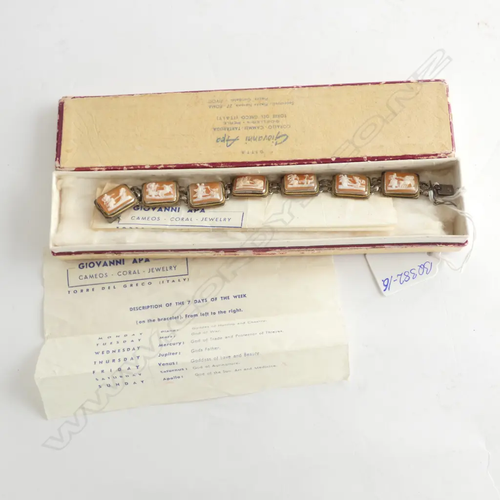 (017) VINTAGE GIOVANNI APA CAMEO & 800 SILVER BRACELET Image 1++