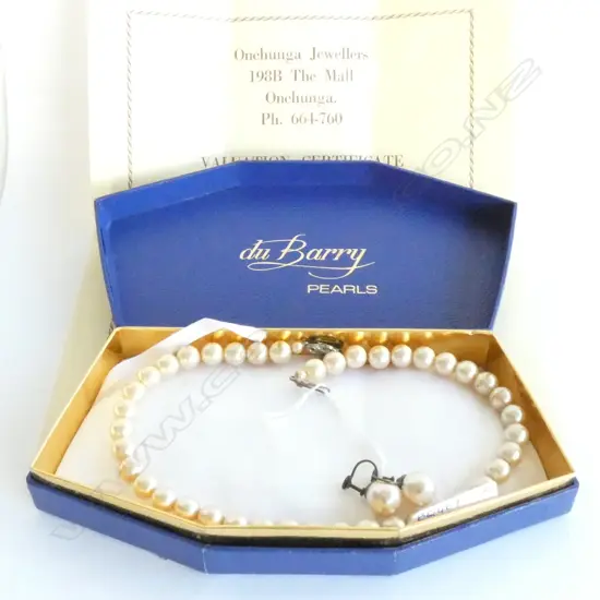 CULTURED ASAHI PEARL NECKLACE & EARRINGS SET IN STG SILVER (SCREW IN).
