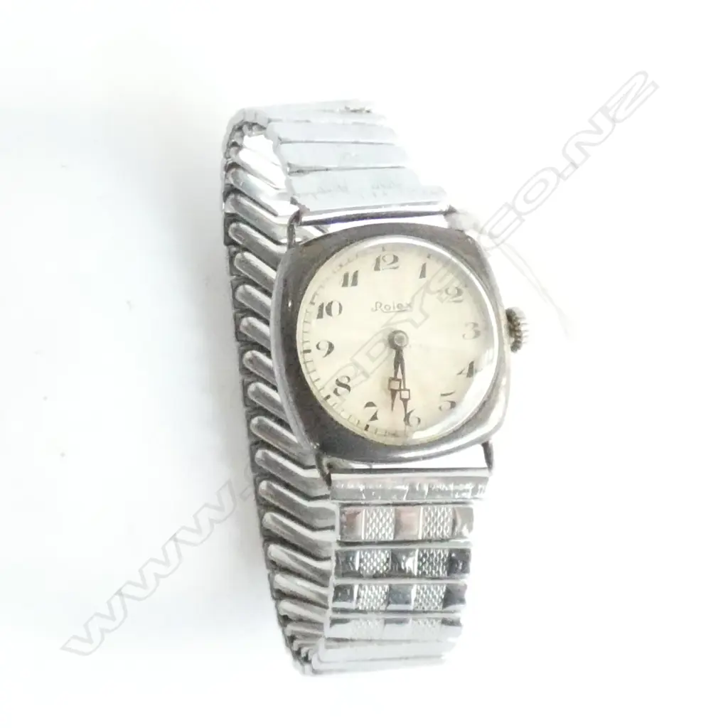 Rolex, silver gents watch, not working. Engraved on back Image 1++