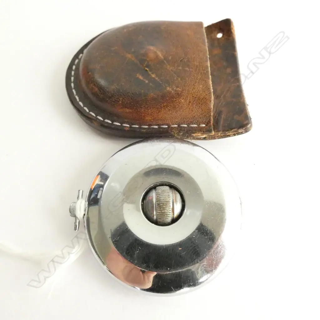 (019) VINTAGE CLOCK MAKER'S PENDULUM  IN LEATHER POUCH Image 1++