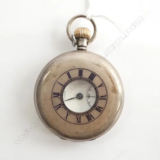 (18656)UNCOMMON SILVER BENSON POCKET WATCH ORIG. BOX...
