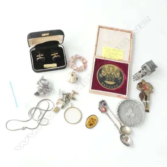 BOX JEWELLERY ETC. RINGS CHINESE 'COIN'. SILVER ETC