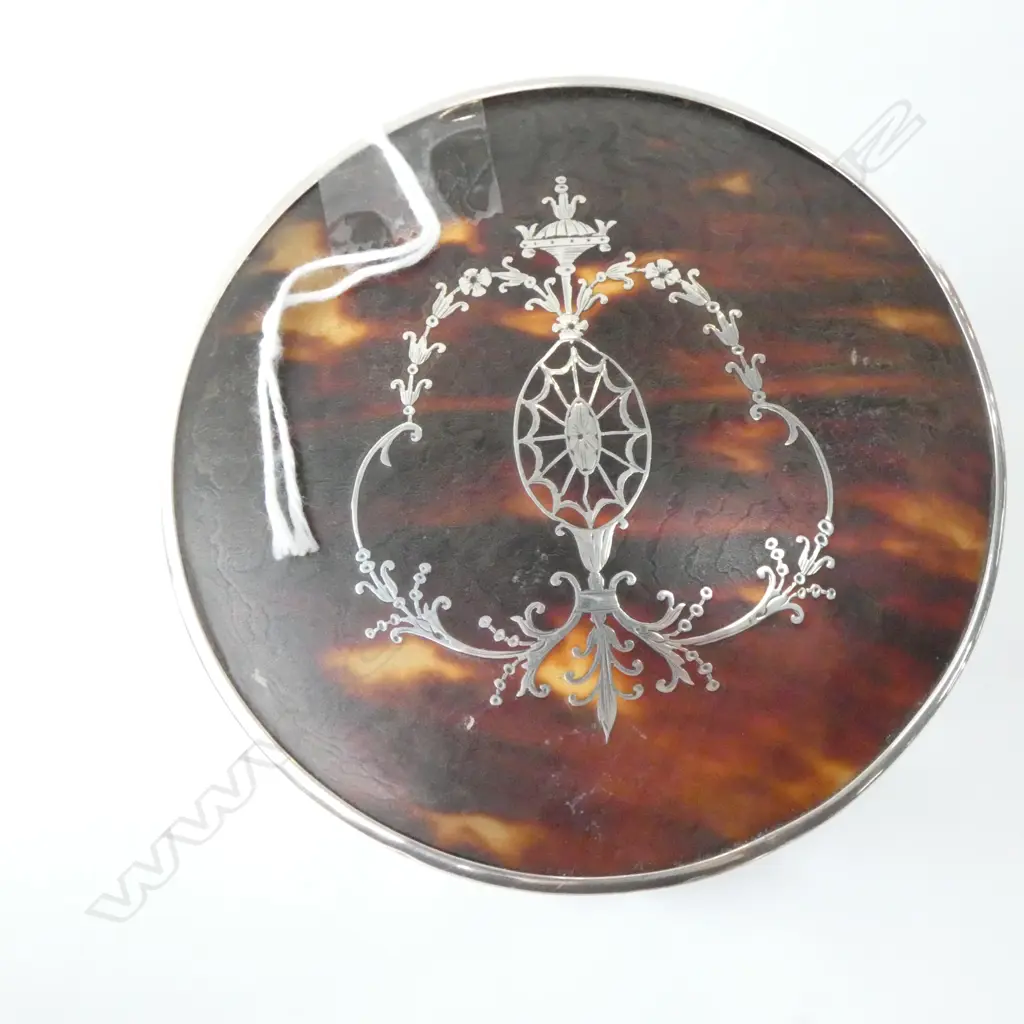 1918 SILVER TORTOISESHELL & CRYSTAL VANITY JAR Image 1++