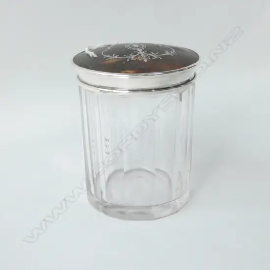 1918 SILVER TORTOISESHELL & CRYSTAL VANITY JAR