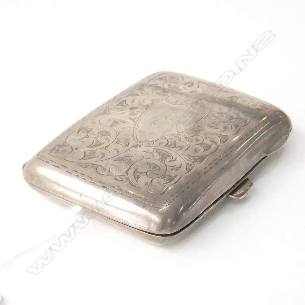 STG SILVER CIGARETTE CASE.  BIRMINGHAM 1915 - 65GM Image 1++