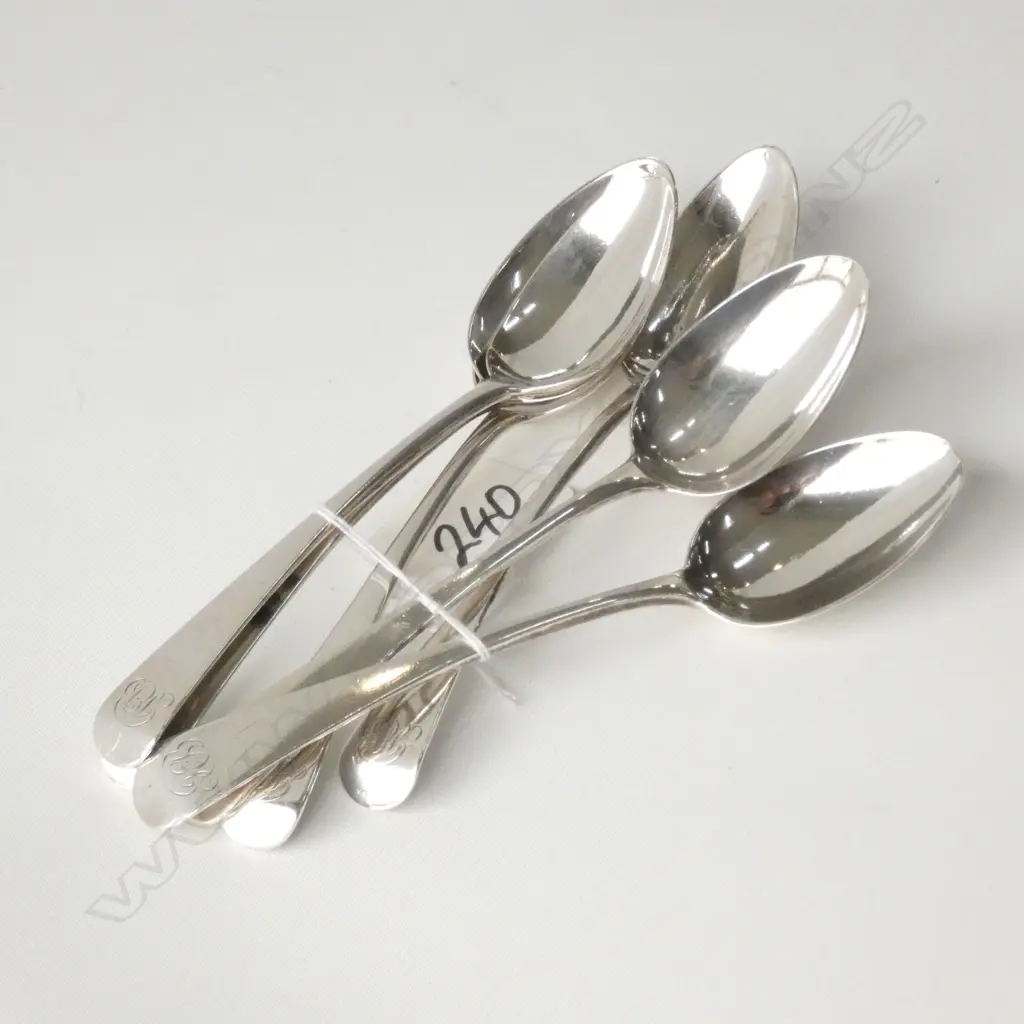 SIX REGENCY SILVER TEASPOONS LONDON 1818 124gn Image 1++