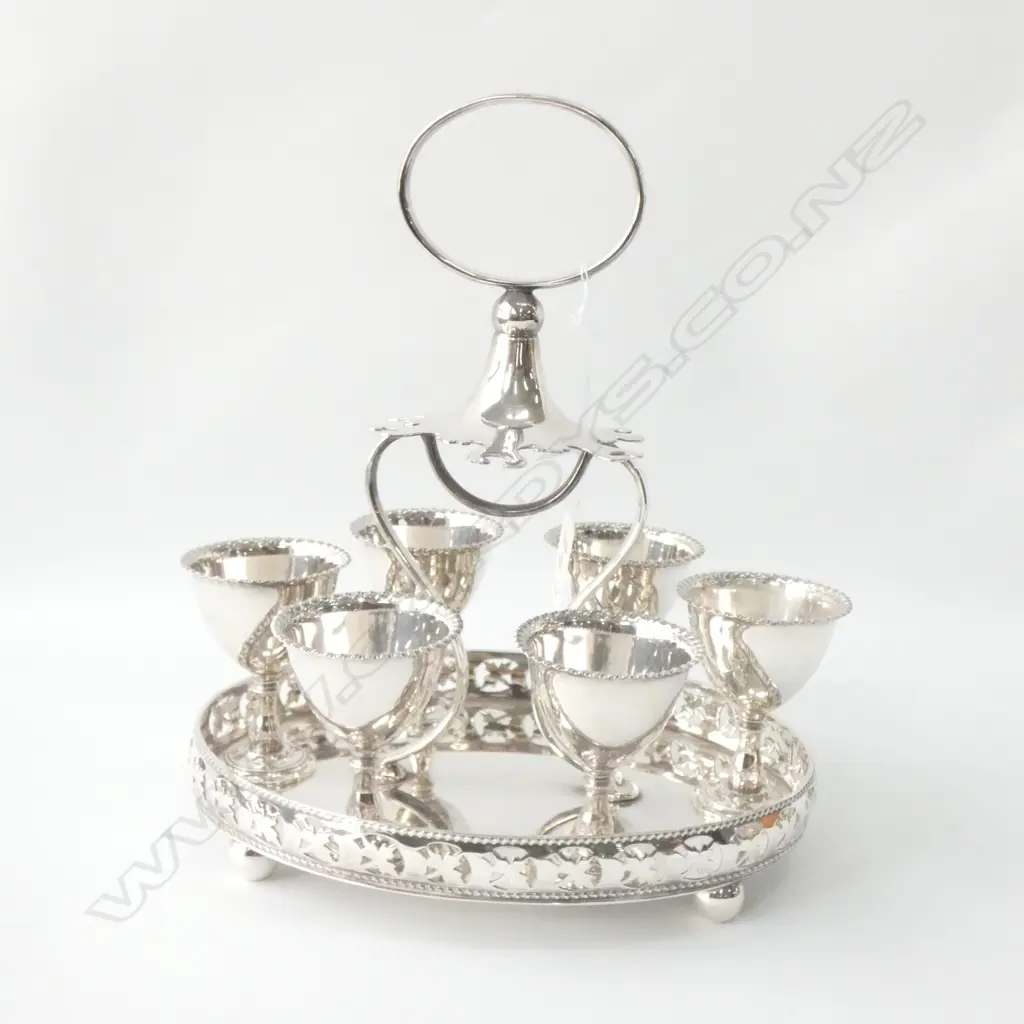 EDWARDIAN SILVER PLATE EGG SET Image 1++