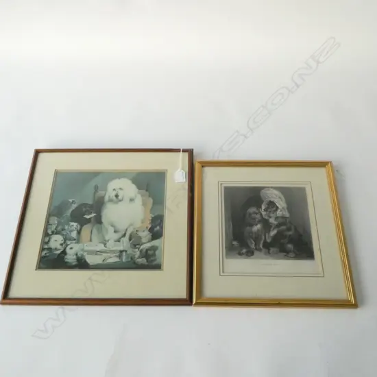 2 COMICAL LANDSEER DOG PRINTS 250 X 265MM