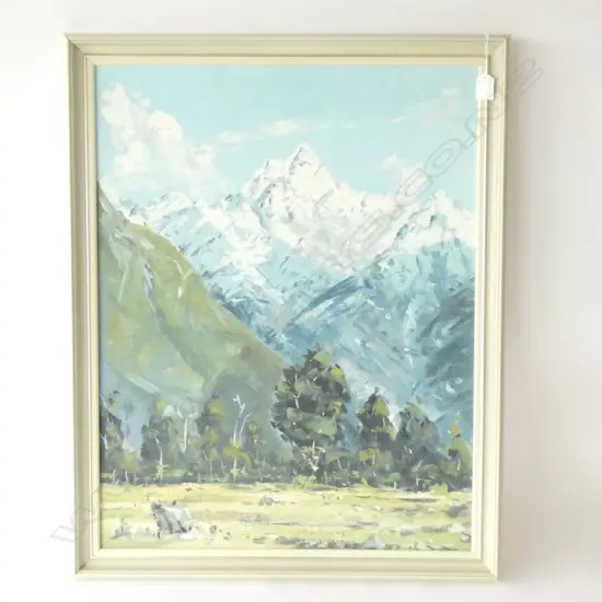 GRAHAM BRINSLEY 'MT TASMAN' OIL ON BOARD 700 X 540MM