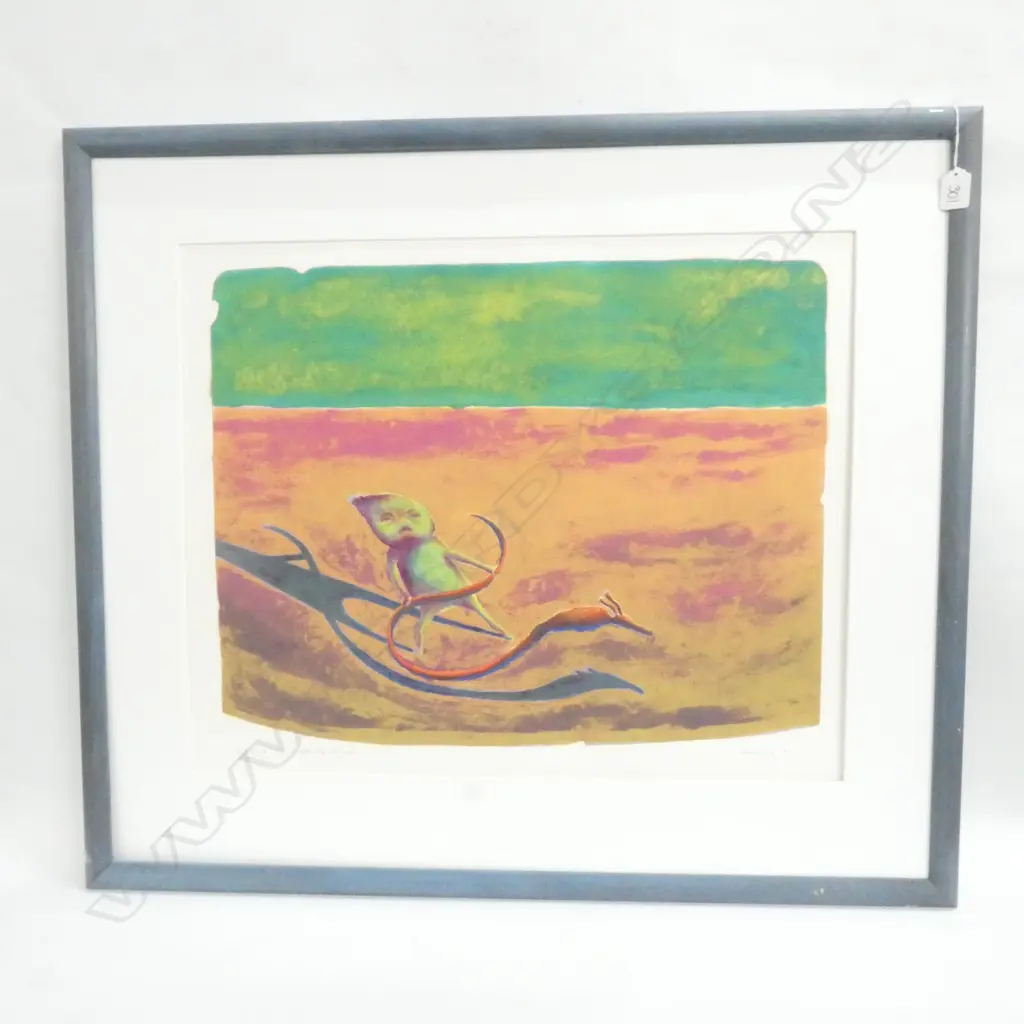FENEY '91 SIGNED PRINT 'HOLDING THE SNAKE BY IT'S TAIL' 470 X 595MM FRAME AF Image 1++