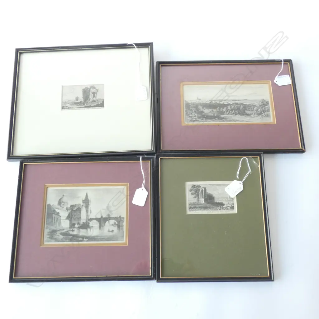 2 ETCHINGS SEPULCRA by A. FRANZETTI A TORSANGUIGNA [1795] & 2 ENGRAVINGS: CHARLES BRIDGE, PRAGUE AND ANOTHER CITYSCAPE Image 1++