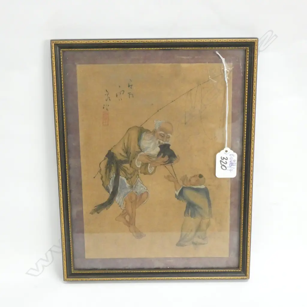 OLD FRAMED CHINESE PAINTING 230 X 170 MM Image 1++