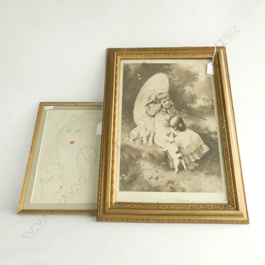 LEO TISSANDIE VINTAGE FASHION ILLUSTRATION + 'DIVIDED ATTENTION' PRINT 360 X 240MM Image 1++