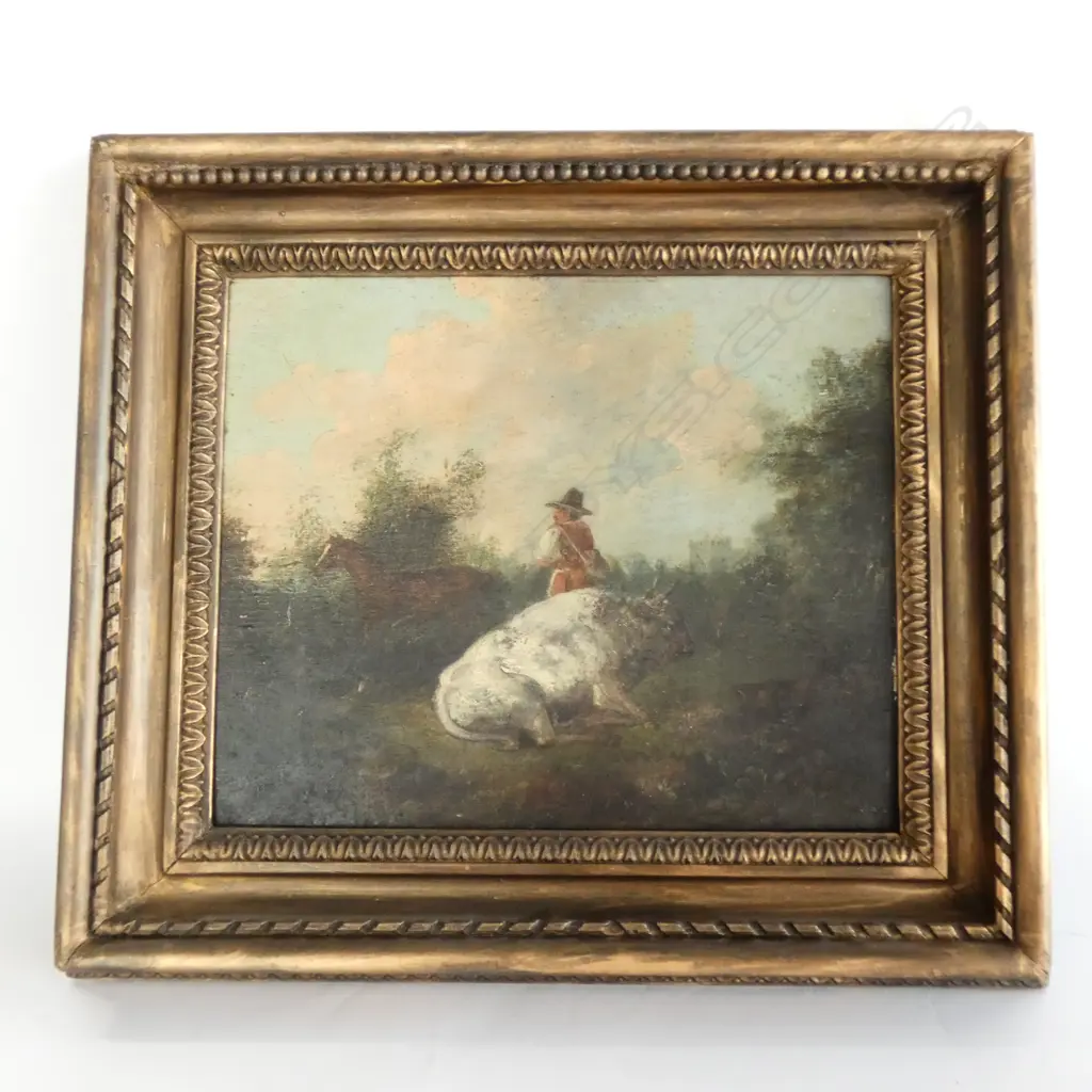 FRENCH RURAL SCENE, OIL ON OAK PANEL, ATTRIBUTED TO CONSTANT TROYON (1810-1865) 340 x 280mm Image 1++